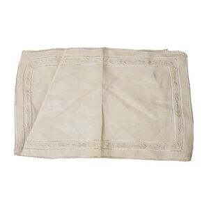 Vintage Embroidered Handkerchief Beige Floral Linen Small Bridal Pocket Scarf